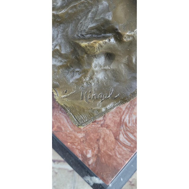 Musical Troubadour By Ringel Bronze Sculpture On Beautiful Marble Base Statue