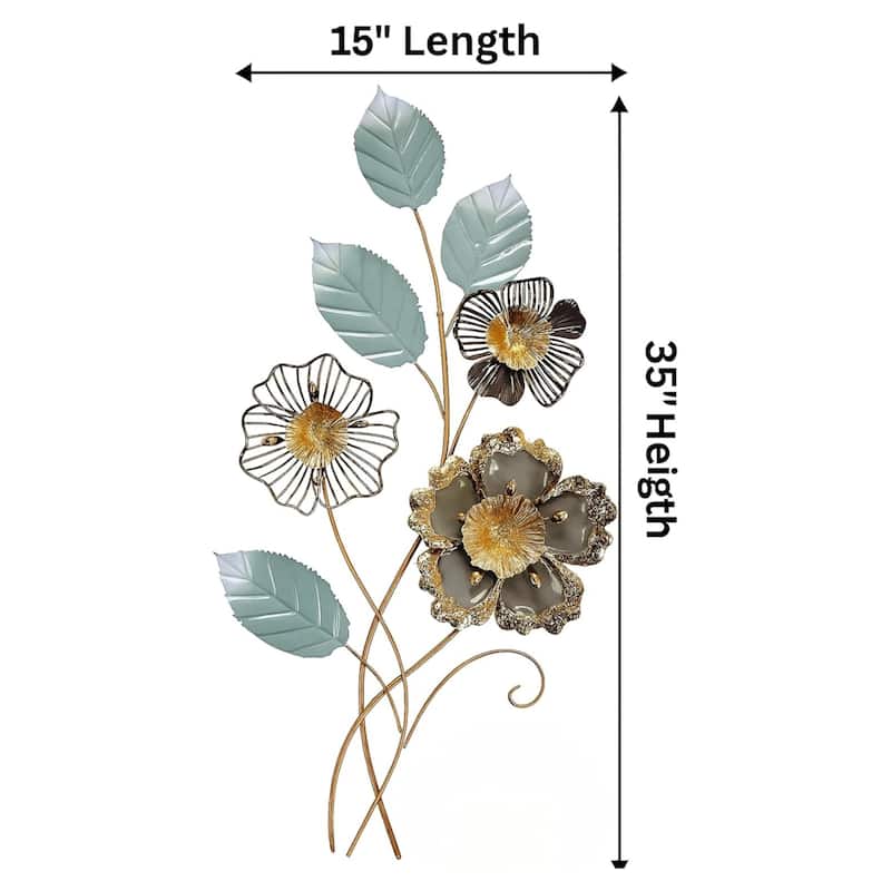 Aria Home 3D Metal Leaf Wall Art Multicolor Vertical Nature Decor