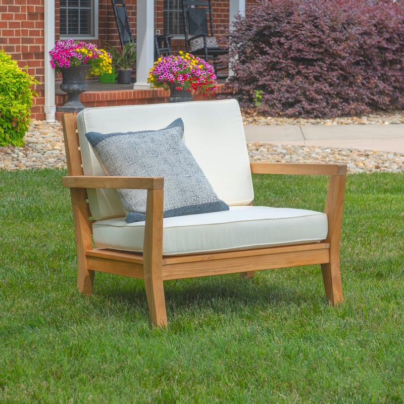 Clermont Outdoor Natural Teak Arm Chair - Antique White
