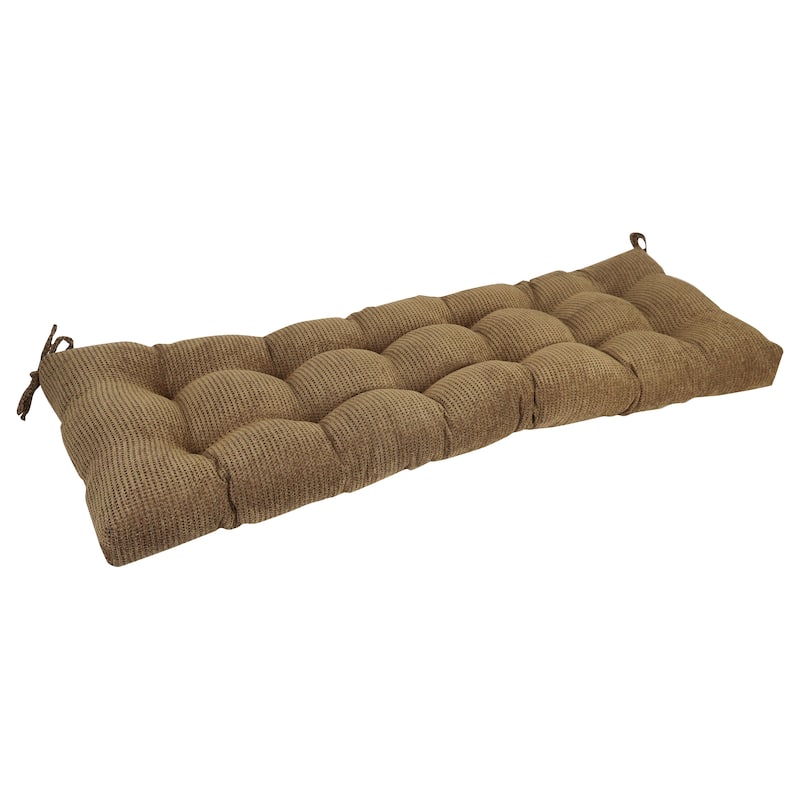 42-inch by 19-inch Tufted Jacquard Chenille Loveseat Cushion - 55 x 19 - Gingham Brown