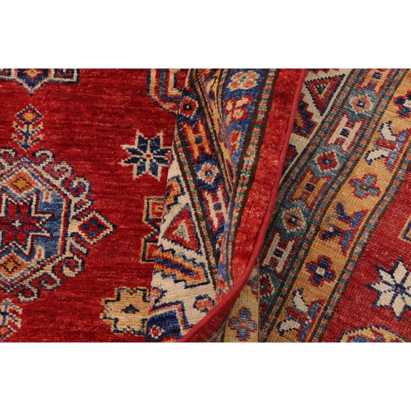 Rustic Super Kazak Janes Red/Beige Hand Knotted Wool Rug - 8'2'' x 10'3''