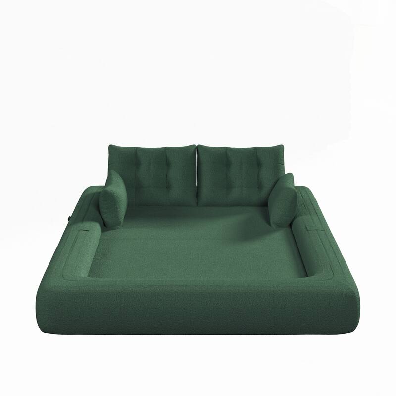 3-in-1 Teddy Fabric Foam-Filled Sleeper Sofa Bed
