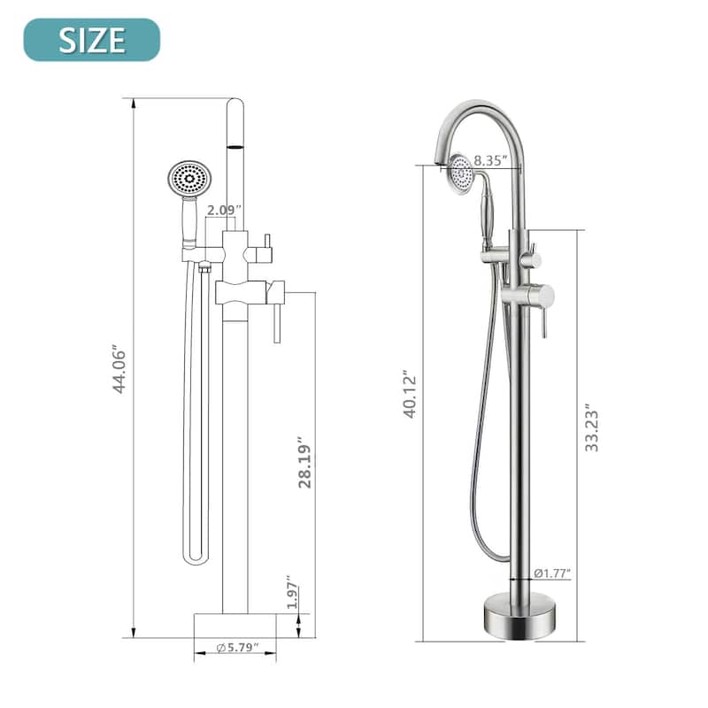 Vanityfair Floor Mount Freestanding Bathtub Faucet Tub Filler with Hand Shower