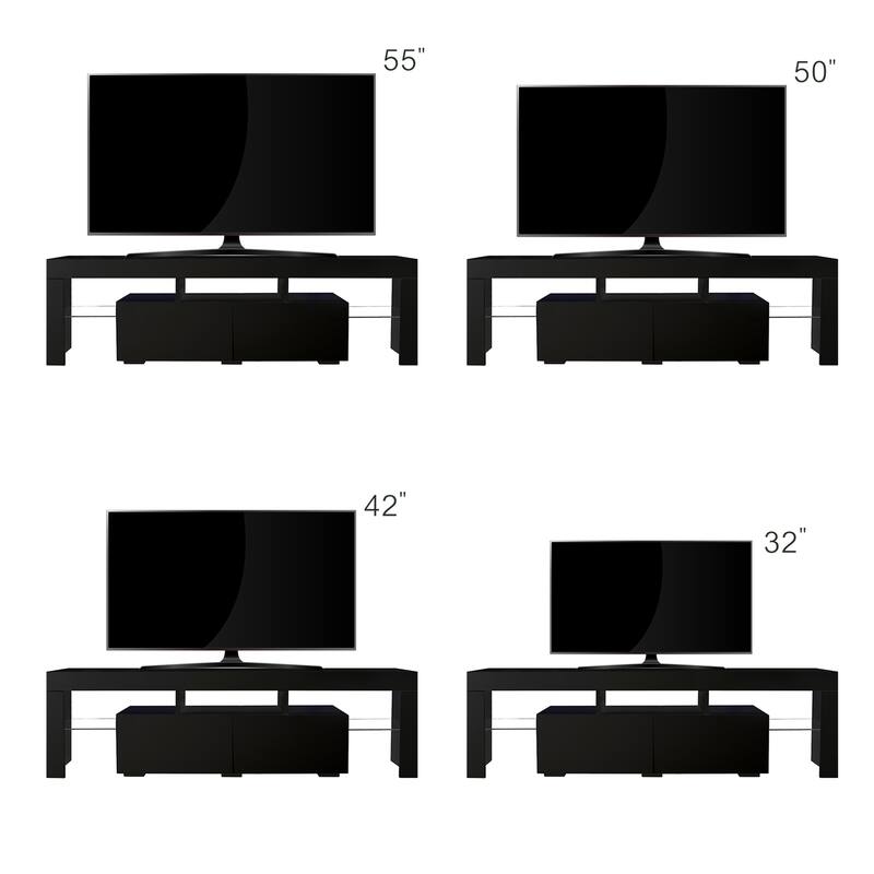 GDF Studio - Hermey Modern Entertainment TV Stand with LED Lights and Storage
