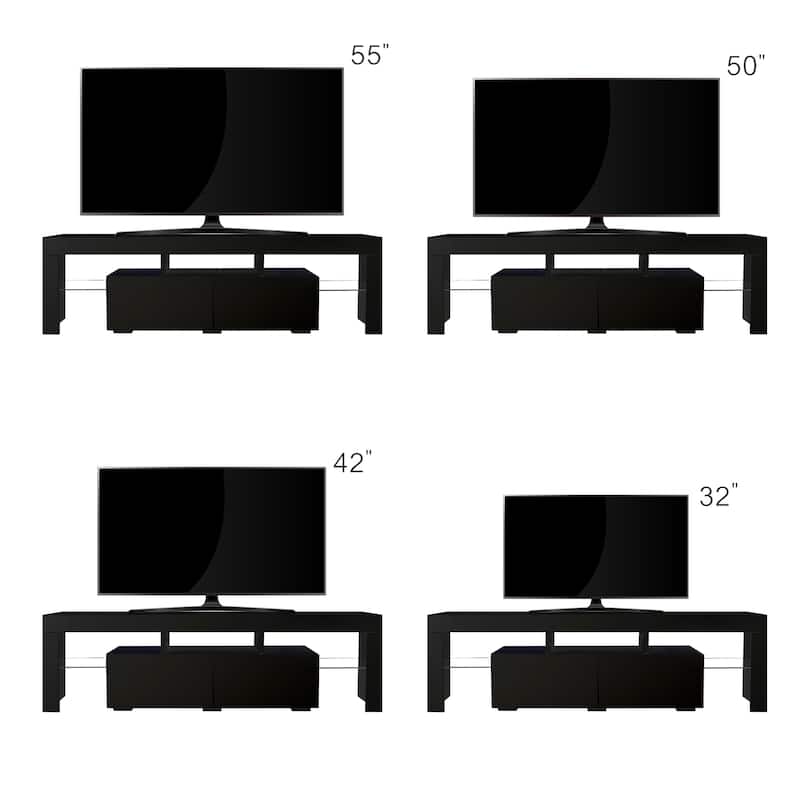 Modern 63" TV Stand with 20-Color LED Lights, Remote Control Media Console for 60-69 Inch TVs
