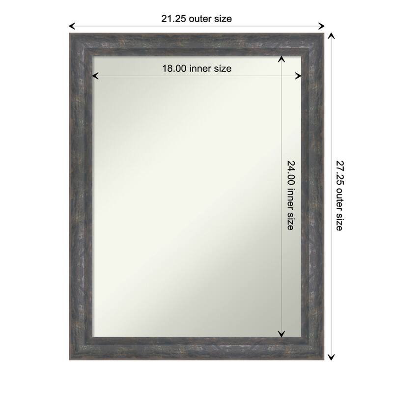 Angled Non-Beveled Wood Framed Wall Mirror - Angled Metallic Rainbow - Glass Size 18x24