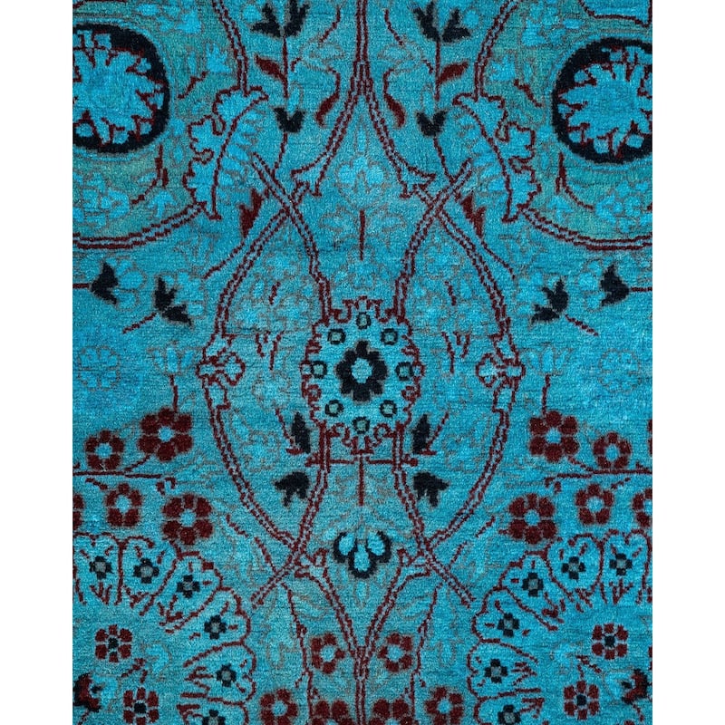 Overton Hand Knotted Wool Vintage Inspired Modern Contemporary Overdyed Blue Area Rug - 3' 1" x 5' 3"