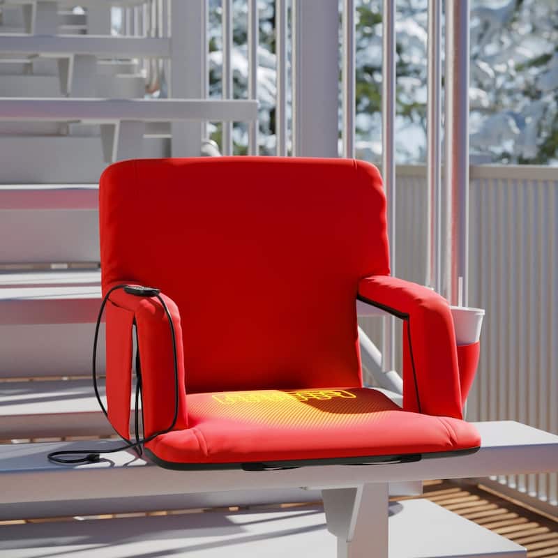 Foldable Reclining Stadium Chair with Backpack Straps and Heated Seat
