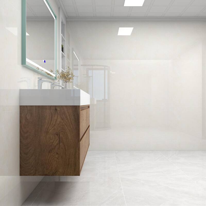 Victoria 60" Wall Mounted Modern Vanity with Double Acrylic Sink
