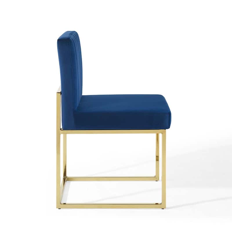 Silver Orchid Haussermann Channel Tufted Sled Base Velvet Dining Chair