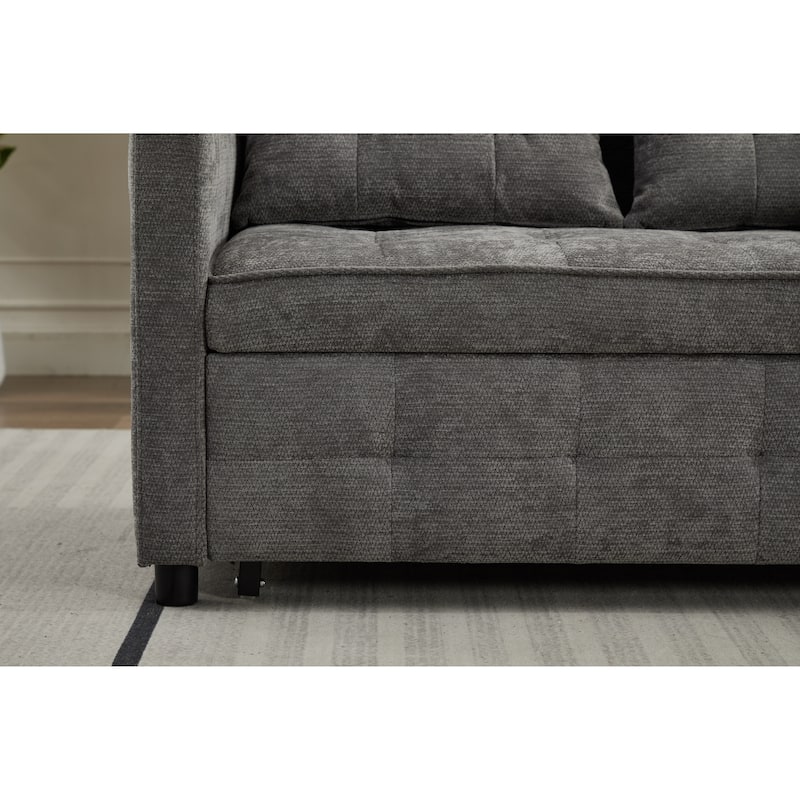 Pull-Out Sofa Bed Daybed, Lounge Chaise Loveseat with Adjustable Backrest, Convertible Sleeper Sofa with USB Charging