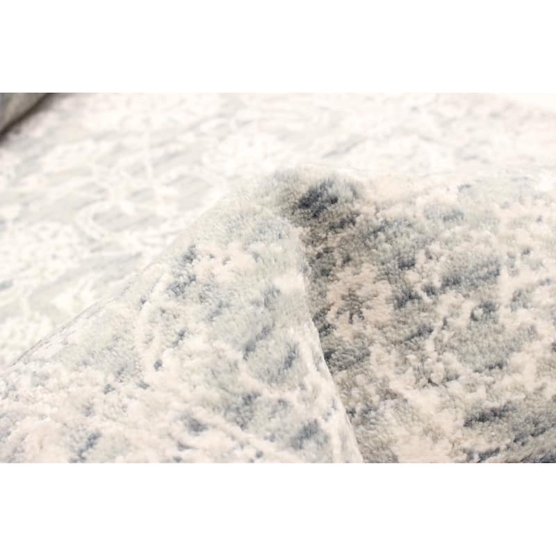 ECARPETGALLERY Hand-knotted Heritage Grey Silk, Wool Rug - 2' 7" x 13' 10"