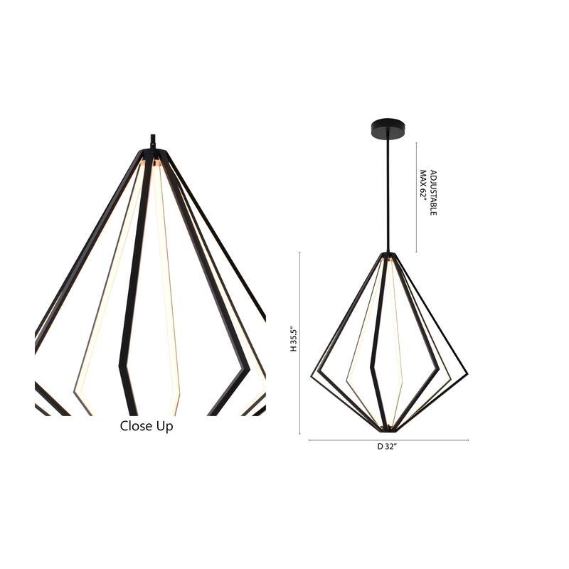8-Light Black Diamond Metal LED Chandelier With Silicone Diffusers