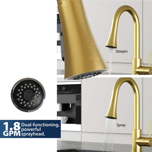 dimension image slide 1 of 3, Karran Weybridge Single-Handle Pull-Down Sprayer Kitchen Faucet