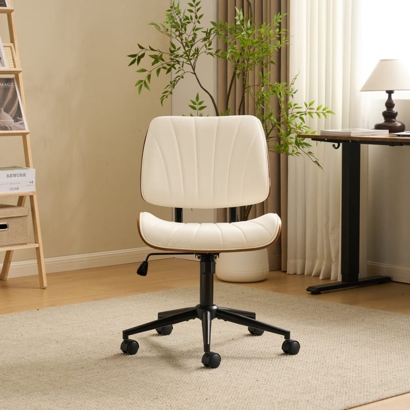 PU Trapezoid Curved Back Swivel Office Chair