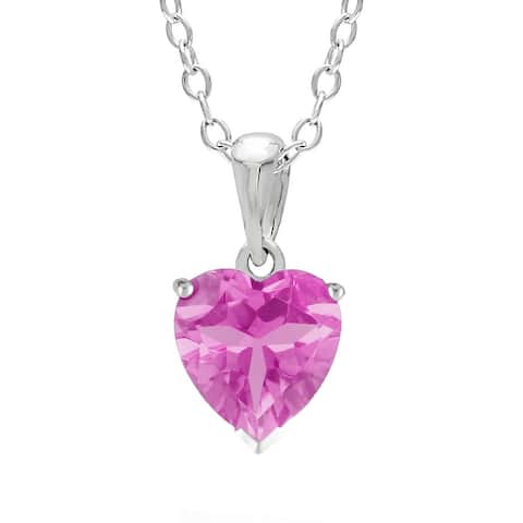 Heart-Shaped Birthstone Sterling Silver Pendant Necklace