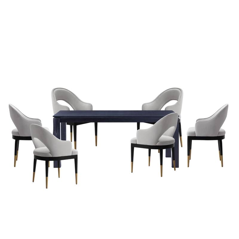Manhattan Comfort Rockaway Modern 70.86 Solid Wood Dining Set