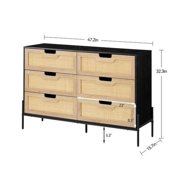 6 Drawers Rattan Dresser for Bedroom - Bed Bath & Beyond - 41471160