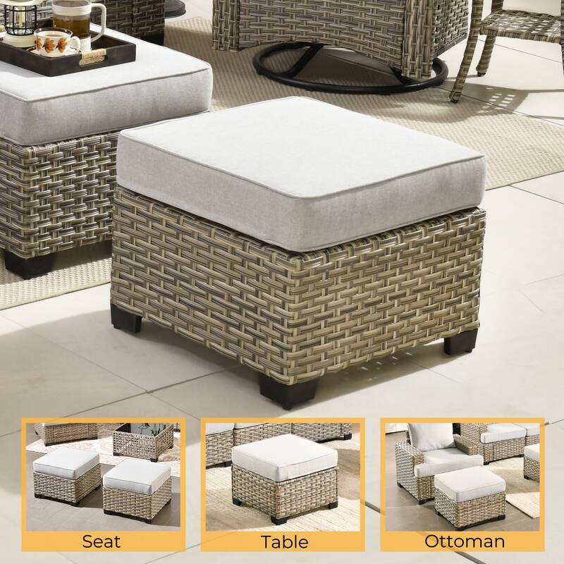HOOOWOOO 8-piece Wicker Patio Furniture Swivel Chair Set