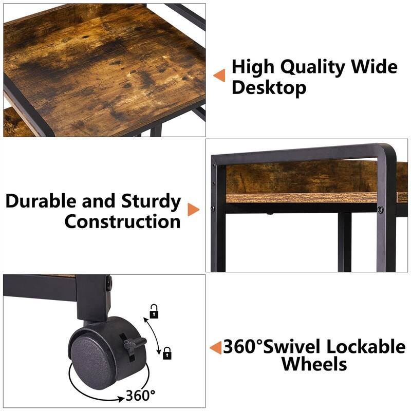 Mobile Printer Stand with Wheels - 32x18x23