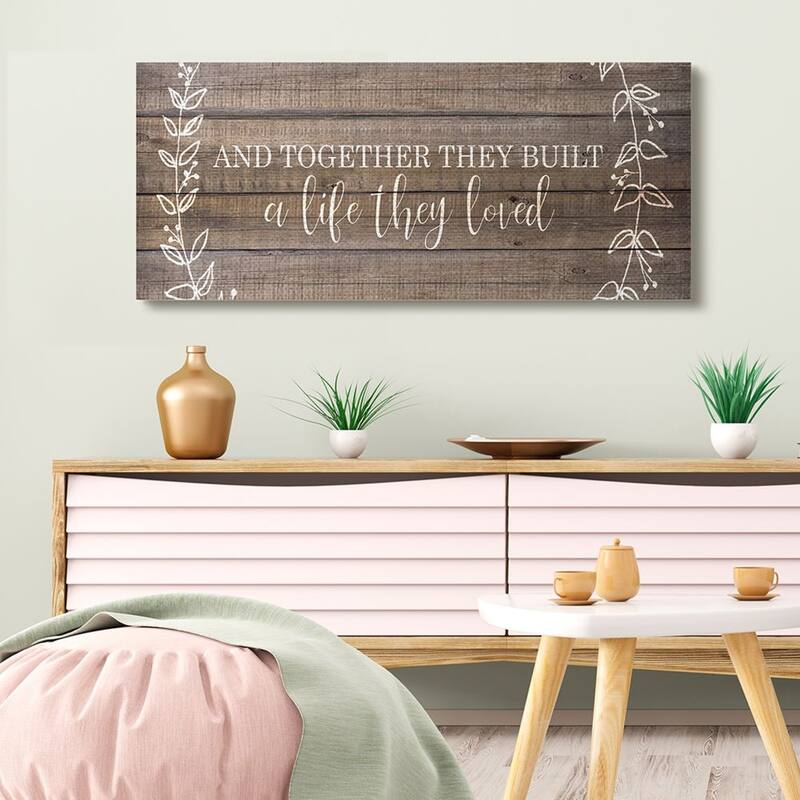 Stupell Together They Built Love Wood Pattern Vines Worded Phrase Canvas Wall Art