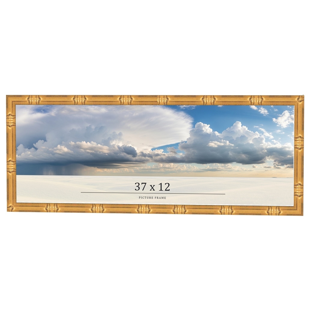 37x12 Frame Gold Bamboo Solid Wood Picture Frame | 1 Inch Moulding