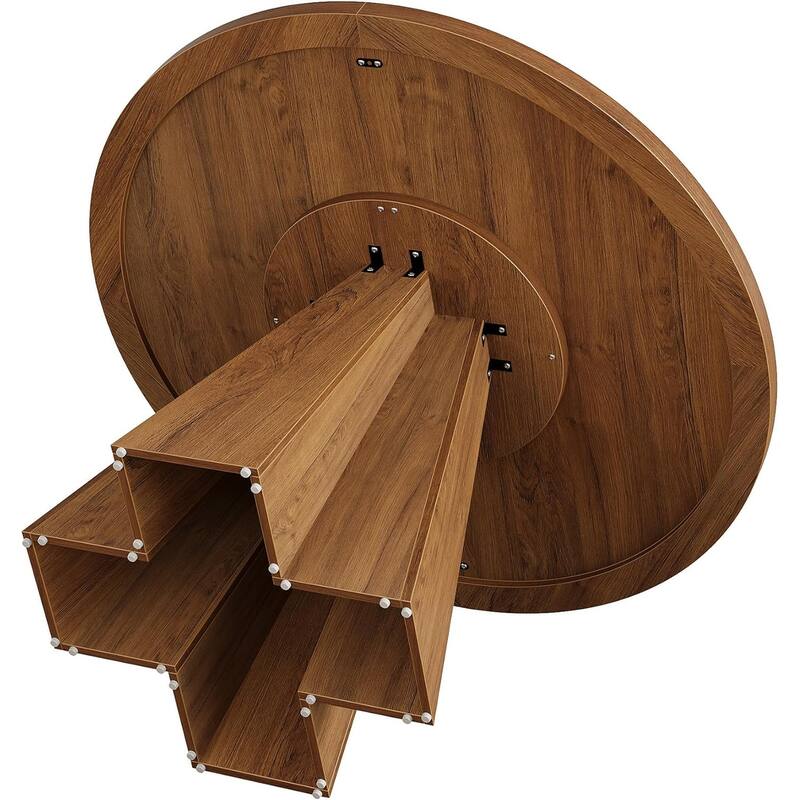 47-inch Round Dining Table, Modern Farmhouse Kitchen Table with Sturdy Base - 46.5" W x 46.5" D x 29.5" H