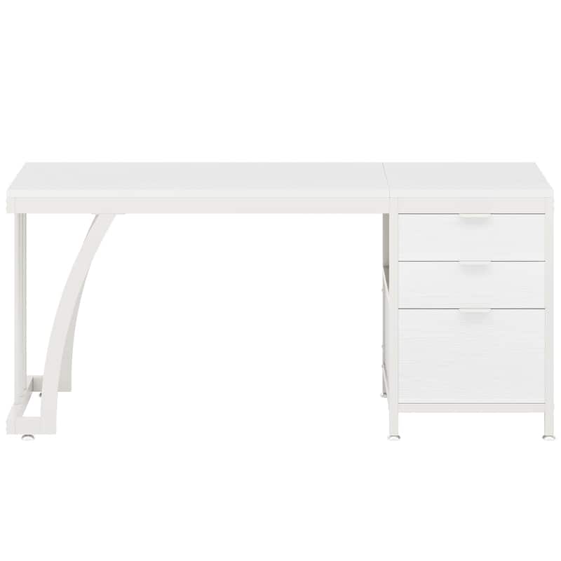 59 Inch Computer Desk with 3 Drawers, Industrial PC Desk Study Writing Table Workstation with File Storage, Home Office Desks