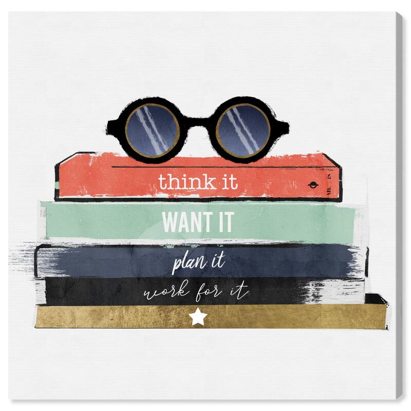 Wynwood Studio Canvas Fashion and Glam Study Books Black and Mint Green Glam Wall Art Canvas Print