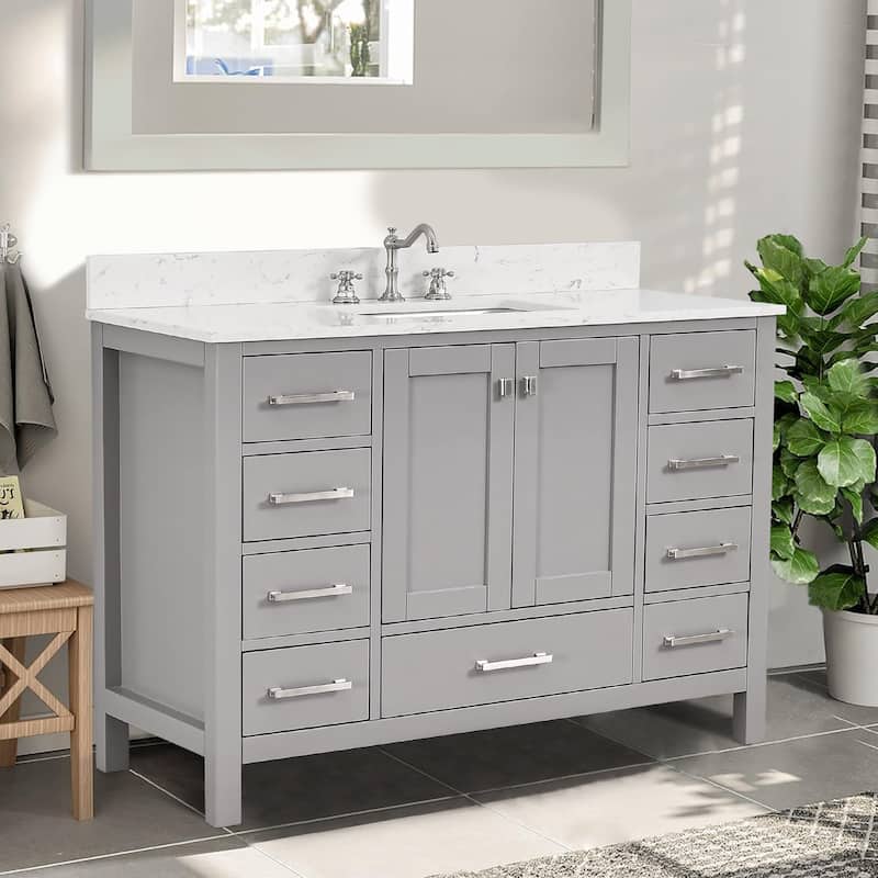 PROOX 48 inch Freestanding Bath Vanity Engineered Countertop and Ceramic Sink