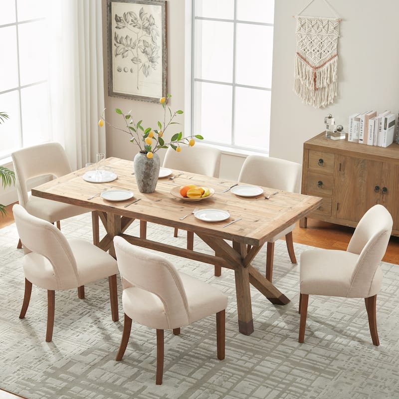 Dining Chairs Set of 2/4/6,Fabric Upholstered Kitchen Chairs with Wood Legs