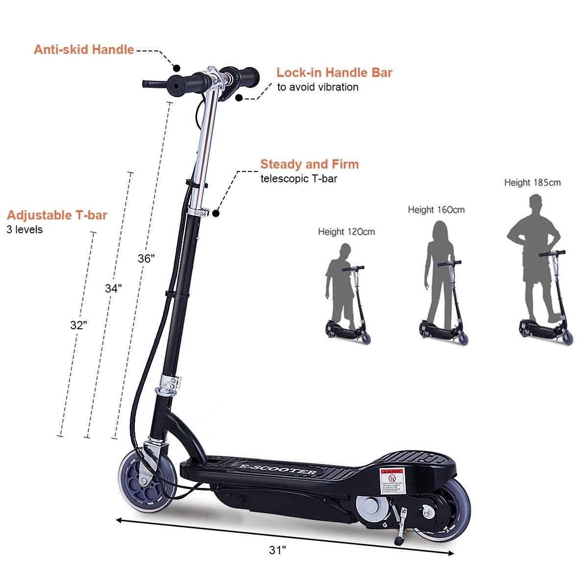 Gymax Rechargeable Electric Scooter 24 Volt Motorized Ride On 