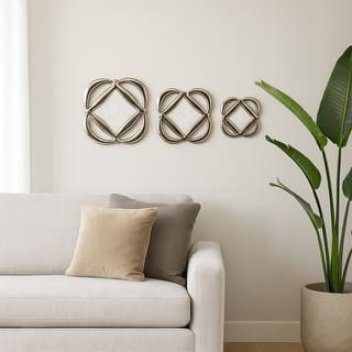 Metal Decorative Wall Decor Floral Design (Set of 3) - 16/14/12" Gold