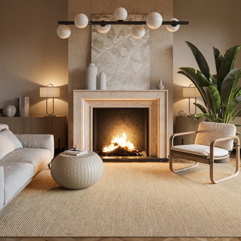 Nuloom Alessi Solid Farmhouse Cotton Area Rug - 5' x 8' - Tan