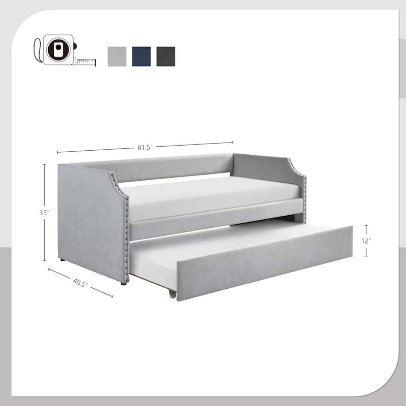 Leith Textured Fabric Daybed with Trundle