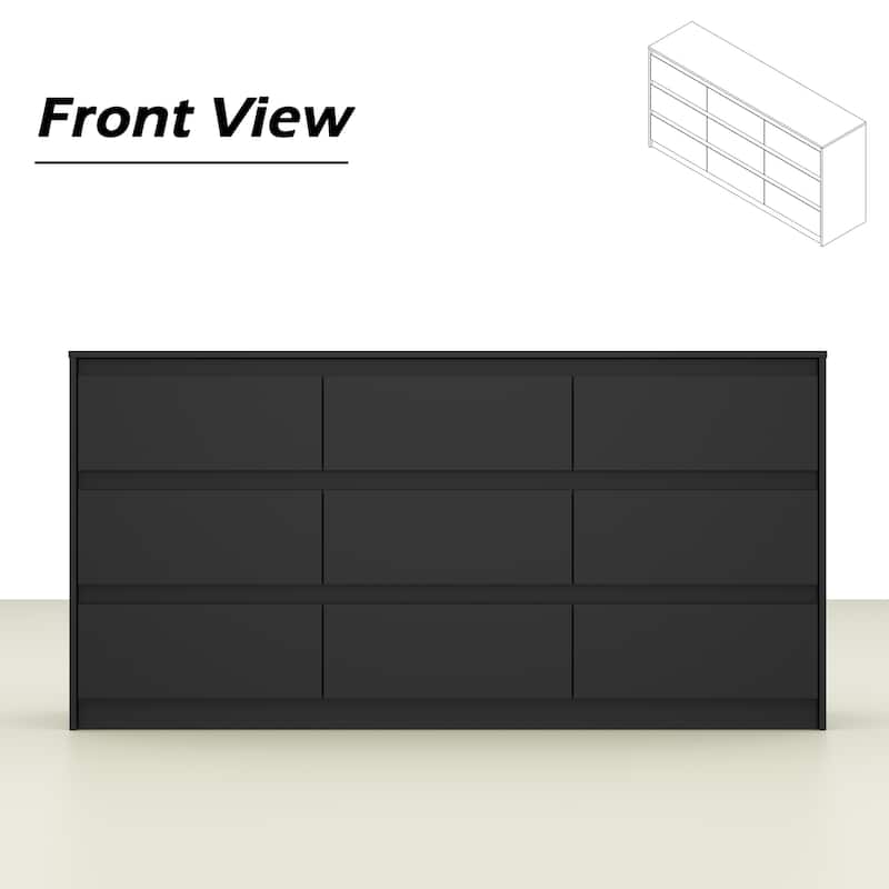 63"W 9 Drawer Dresser Accent Dresser for Living Room Bedroom Chest