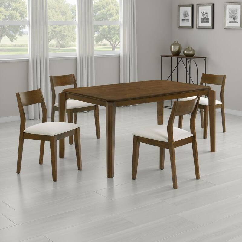 Montena 5pc Dining Table and 4 Chair Set, Beige, Dark Brown