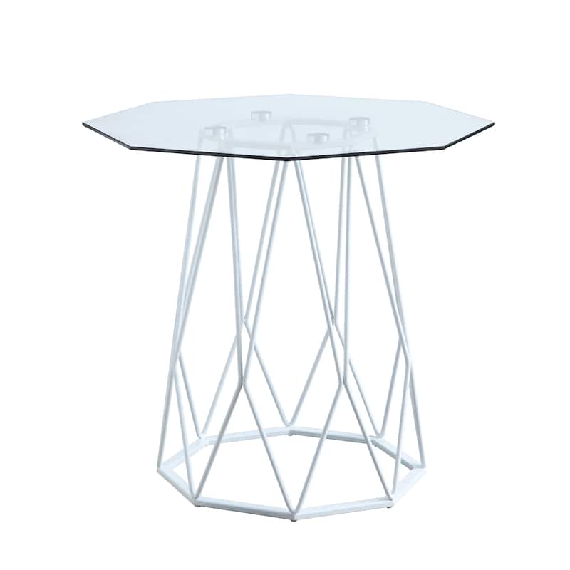 Parisa Contemporary 24-inch Glass Top Side Table by Furniture of America - White