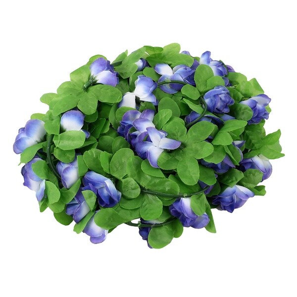 Wedding Plastic Artificial Flower Hanging Decoration Ivy Vine Blue White 2pcs