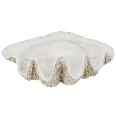 White Polystone Large Textured Shell Decorative Sculpture
