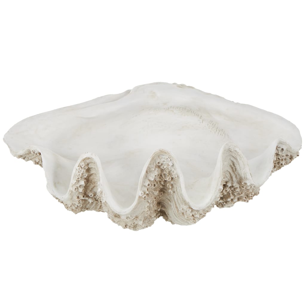White Polystone Large Textured Shell Decorative Sculpture