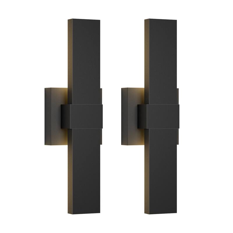 1-Light Black/White Aluminum LED Outdoor Wall Sconce (1 Pack / 2 Pack) - 2Pack/15.74in - Black
