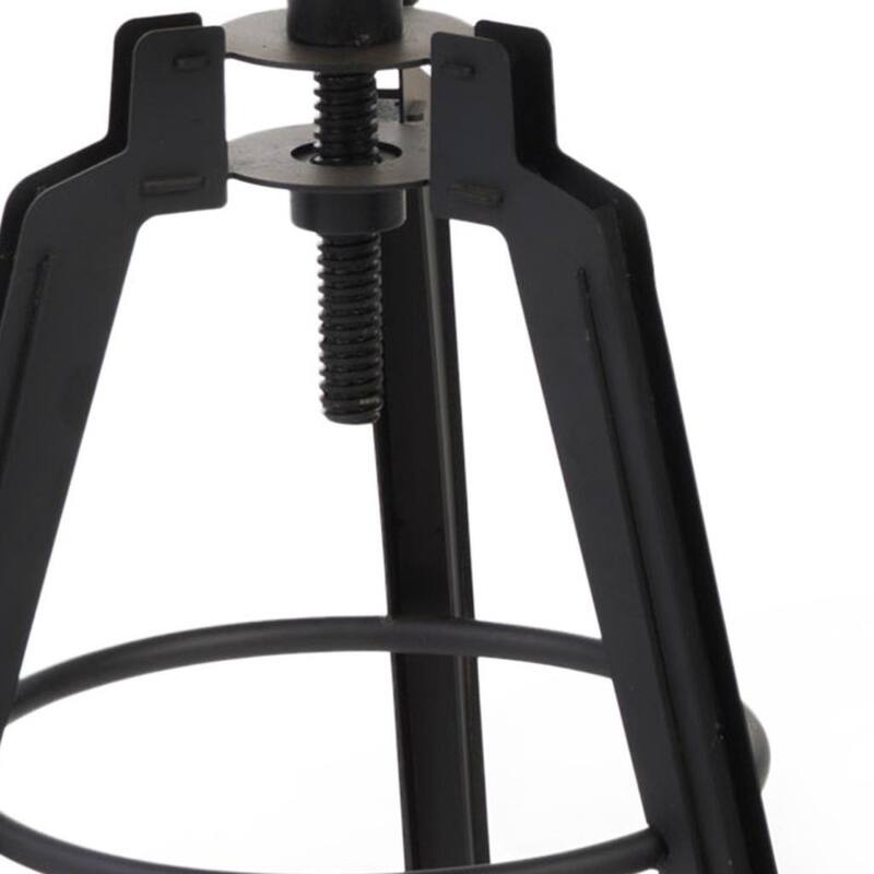 HomeRoots Set of Two Natural and Black Iron and Wood Backless Adjustable Height Swivel Bar Chairs