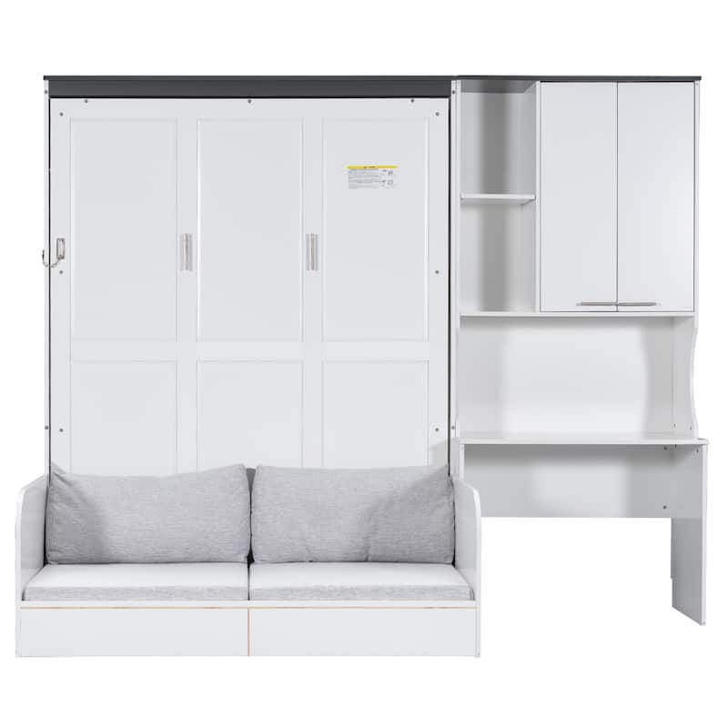 Queen / Full Multi Functional Murphy Bed with Sofa Desk and Storage Cabinet