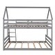 preview thumbnail 15 of 13, Elegant House Shape Twin over Full Wood Bunk Bed with Guardrails and Ladder, Designed for Child Safety, Gender Neutral, Grey