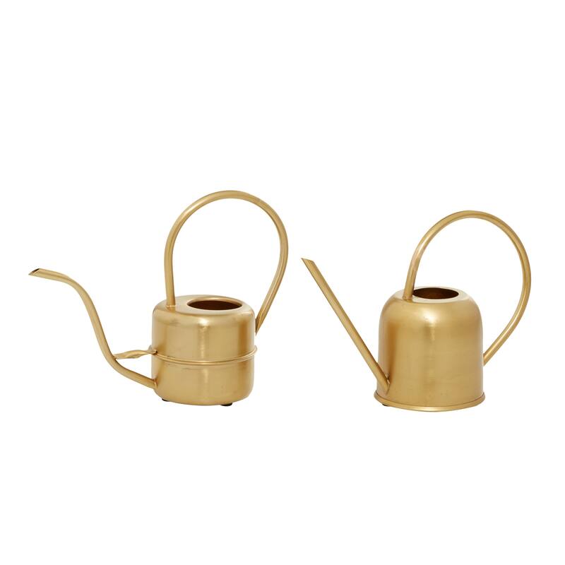 Gold Metal Watering Can Planter (Set of 2)