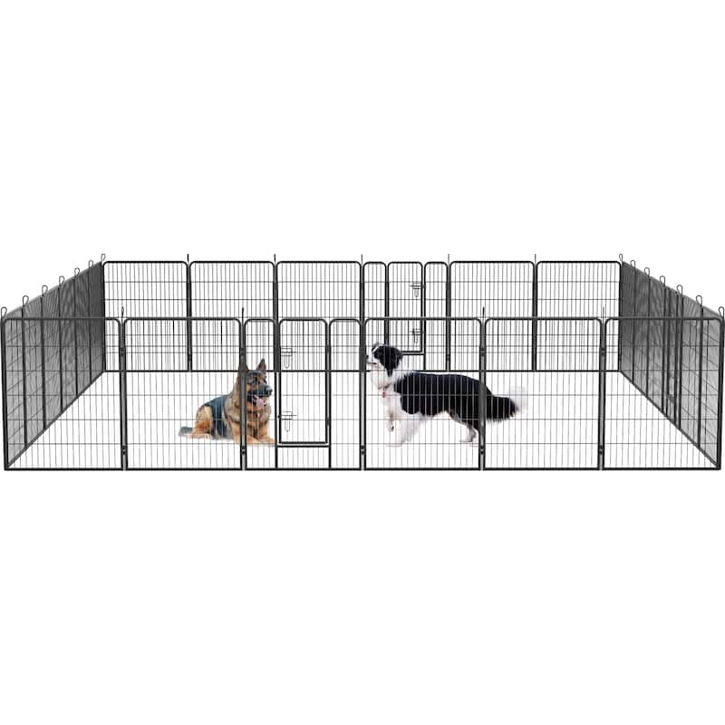 Foldable Dog Playpen - 24-Panel Pet Fence with Lockable Door for All Dog Sizes, Ideal for Outdoor, RV & Camping