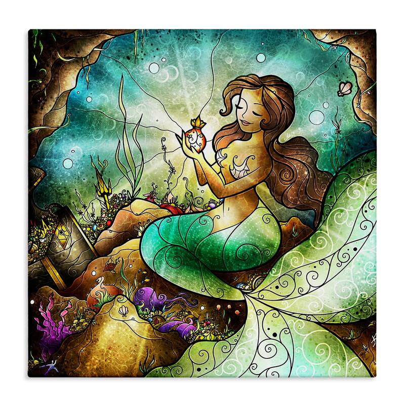Stupell Detailed Nouveau Mermaid Canvas Wall Art Design By Mandie Manzano - 36 x 36