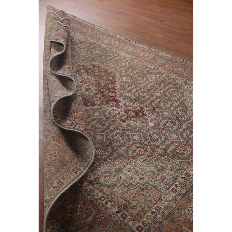 Grey Distressed Tabriz Persian Vintage Area Rug Handmade Wool Carpet - 6'6" x 9'7"