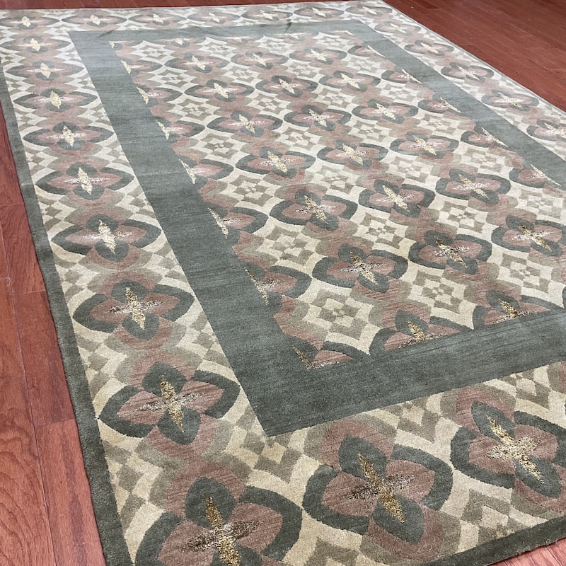 HERAT ORIENTAL Handmade Fine Tibetan Silk/Wool Rug - 6' x 9'